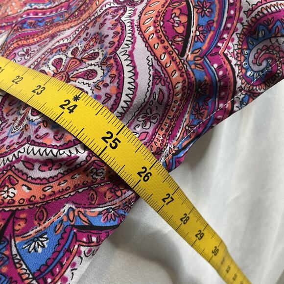 Catherines Women's Pink Blue Paisley Blouse Size‎ Petite 1XW Flowy Artsy Boho - Picture 4 of 13